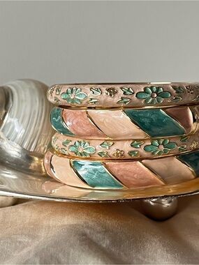 gelato cream and teal bangle set🍦🍨